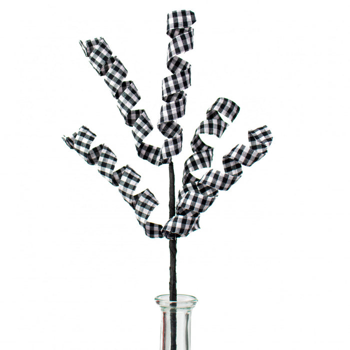 16" Black & White Checker Curly Pick