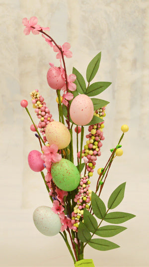 27" Egg Berry Peach Blossom Spray-Easter Floral-Ellis Home & Garden