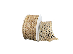 1.5" Champagne Glitter Net Ribbon