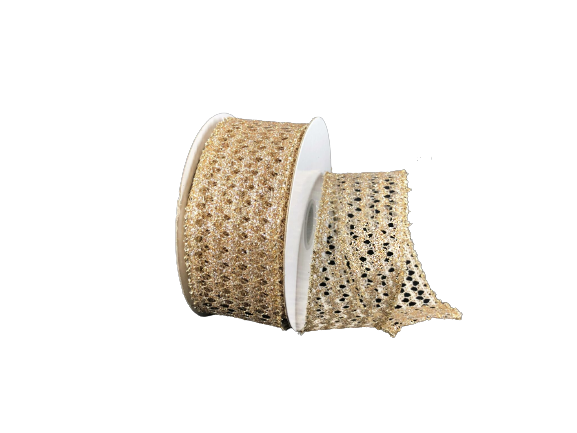 1.5" Champagne Glitter Net Ribbon