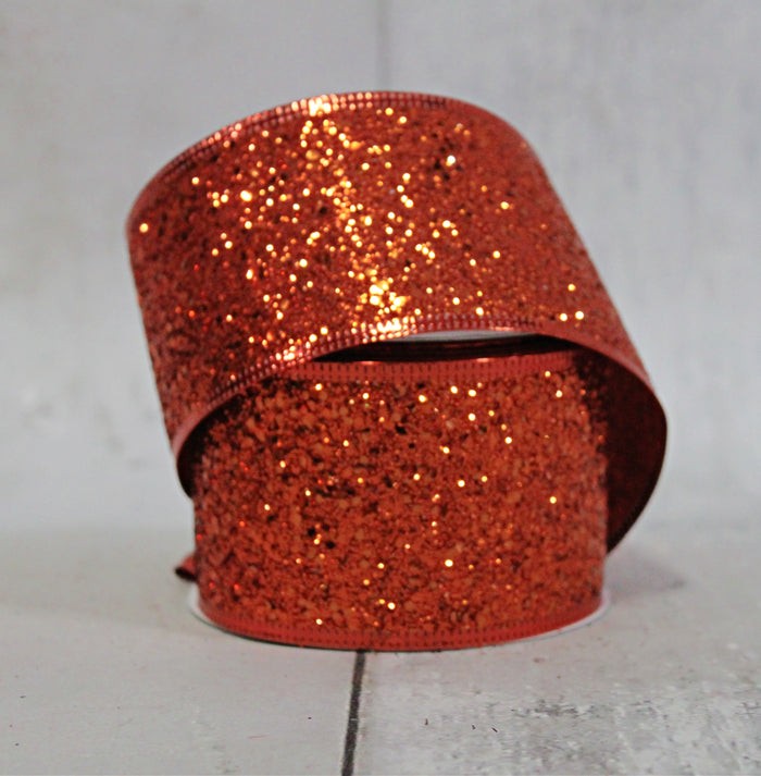2.5" Super Glitter Orange Halloween Ribbon