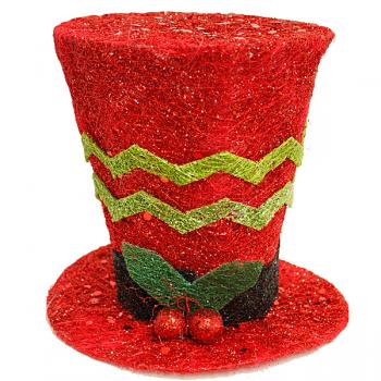 Red Chevron Sisal Top Hat