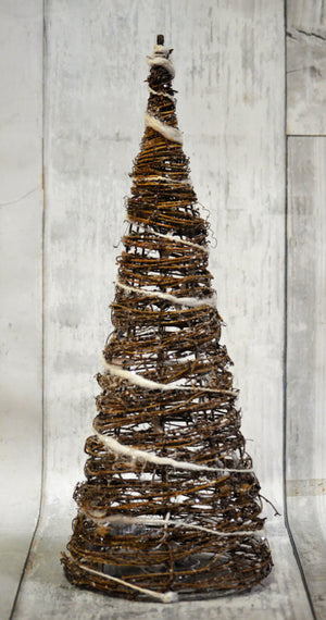 20" Vine & Burlap Cone Tree