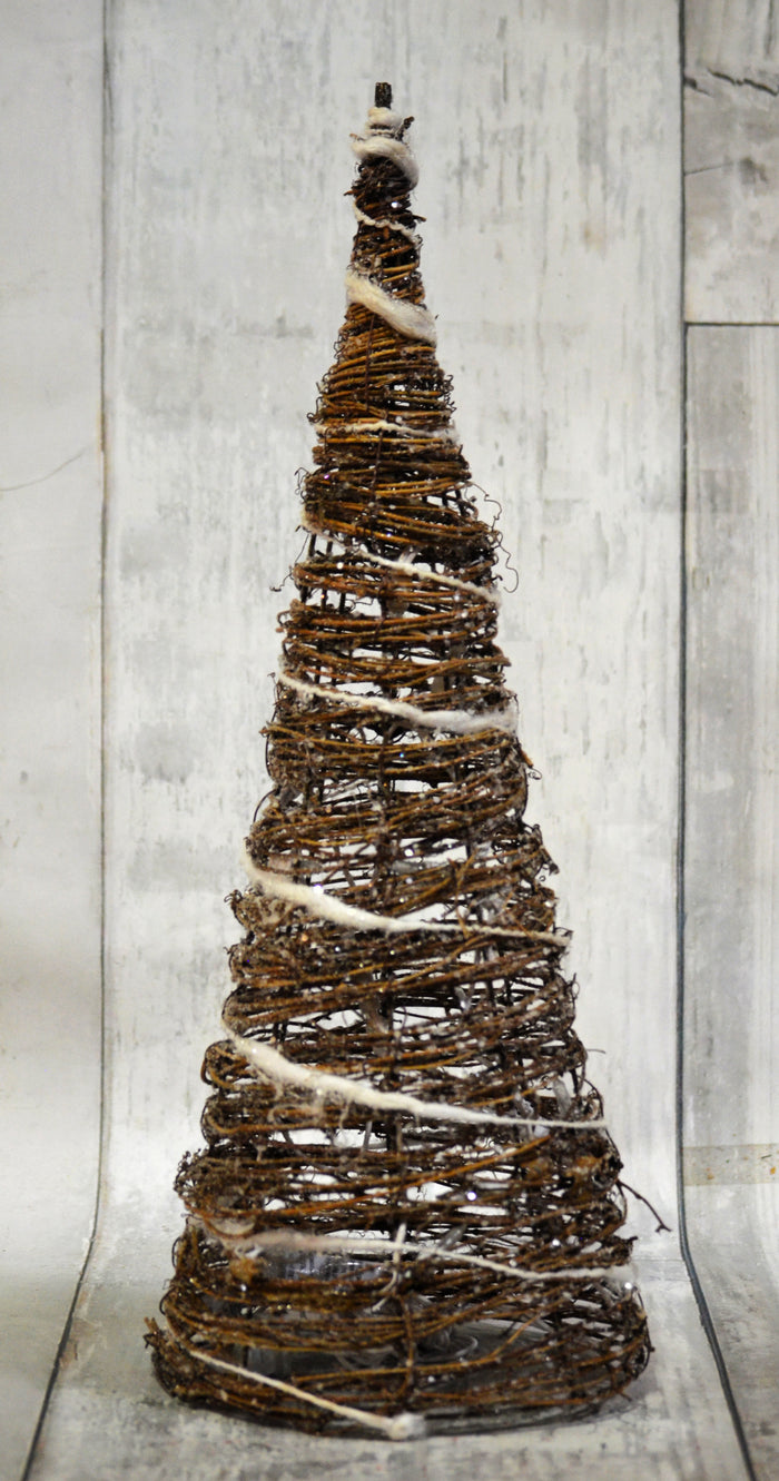 20" Vine & Burlap Cone Tree