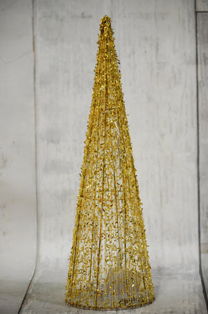 24" Gold Glitter Thread Cone Tree