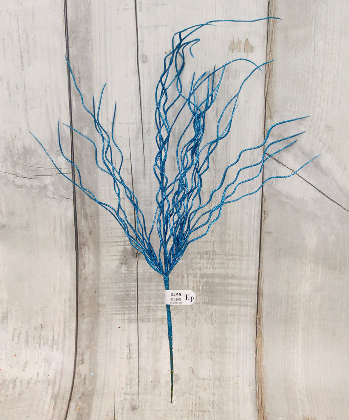 29" Glitter Willow Spray - Blue or Silver