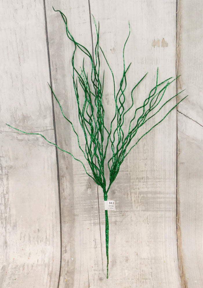 29" Glitter Willow Spray - Emerald Green or Lime Green