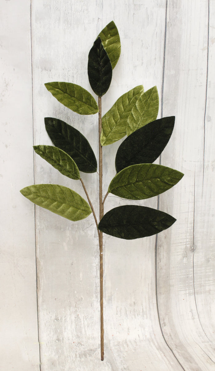 25" Velvet Magnolia Leaf Spray