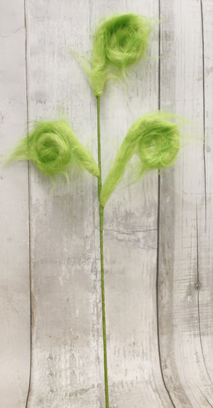 30" Furry Lime Green Curly Floral Spray
