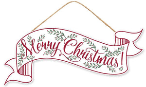 15" Merry Christmas Banner Wood Sign