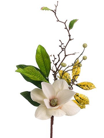 24" Cream Magnolia Floral Spray