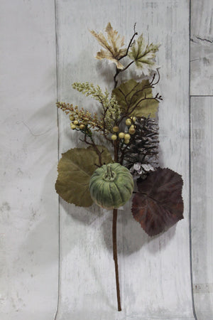 24" Green Pumpkin & Berries Floral Spray