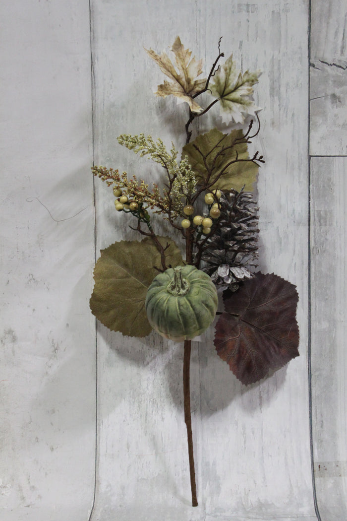 24" Green Pumpkin & Berries Floral Spray