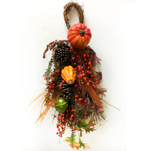 28" Pumpkin & Maple Leaves Door Hanger