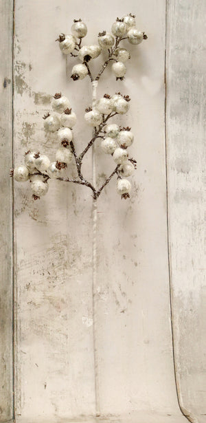 25" White Glitter Berries Christmas Floral Spray