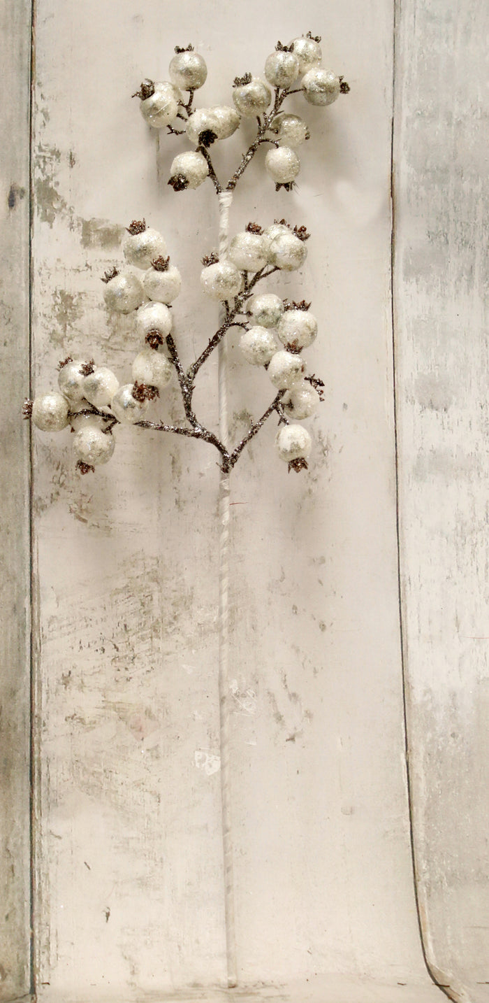 25" White Glitter Berries Christmas Floral Spray