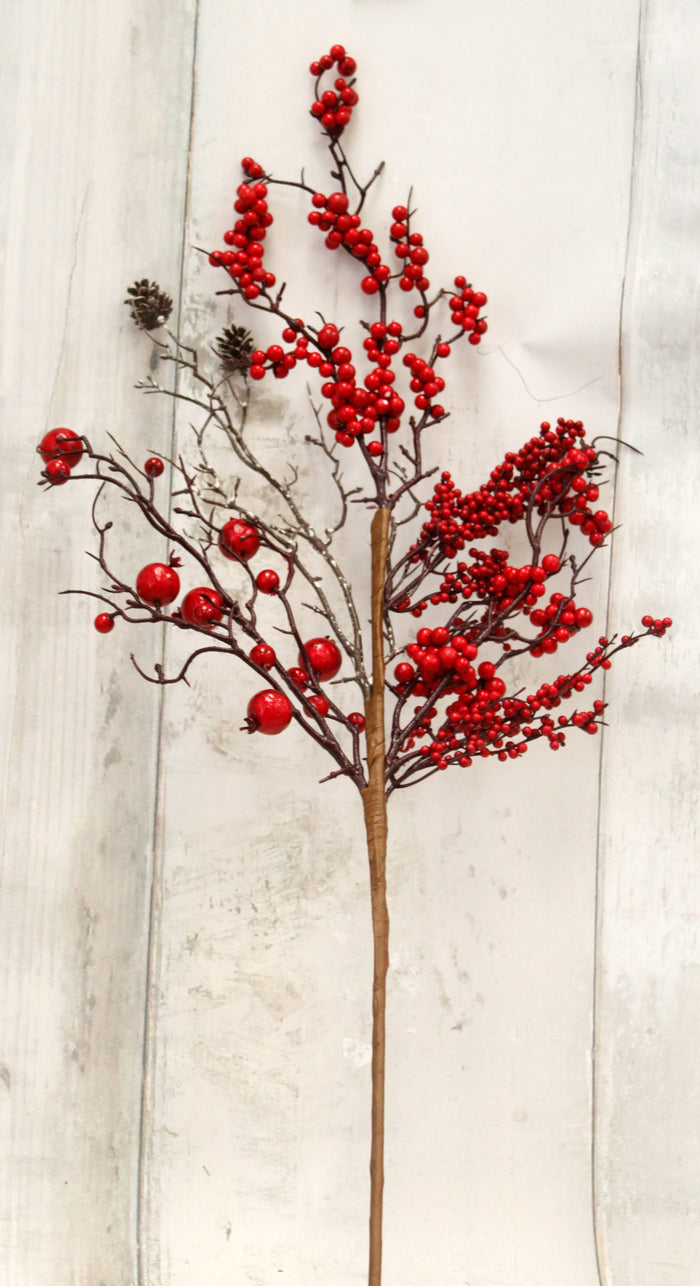 28" Red Berries Christmas Floral Spray