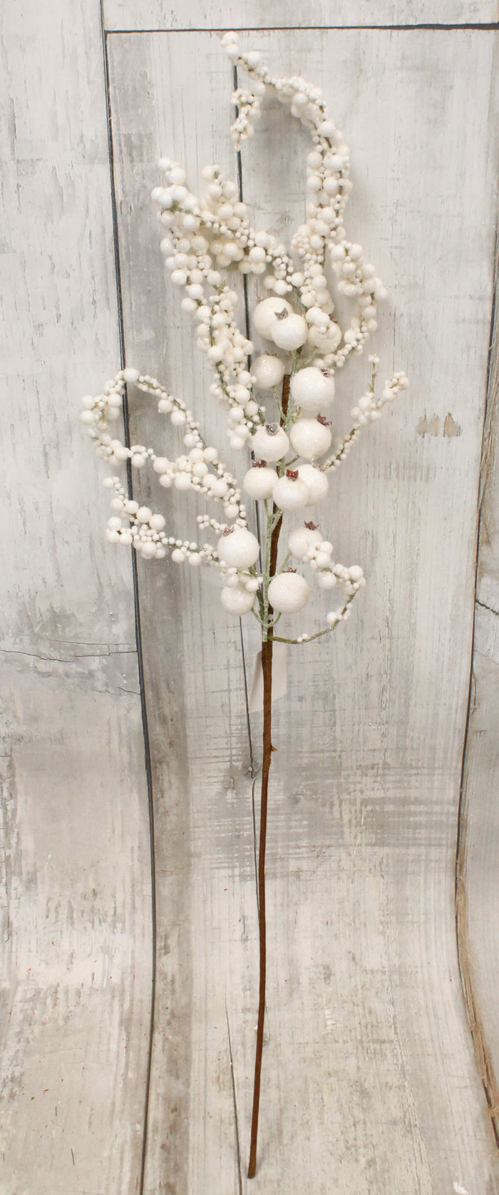 33" Mixed White Christmas Berries Floral Spray