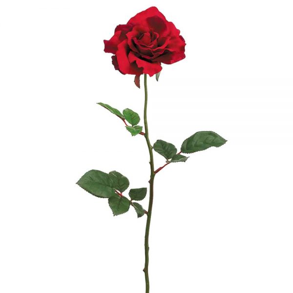 27" Large Open Red Rose Floral Stem