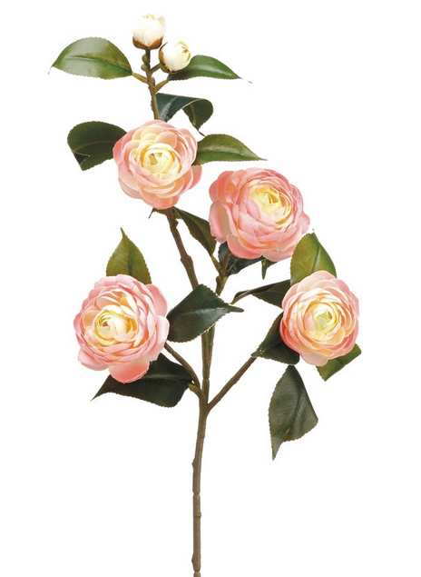29.5" Peach/Pink Silk Camellia Floral Spray