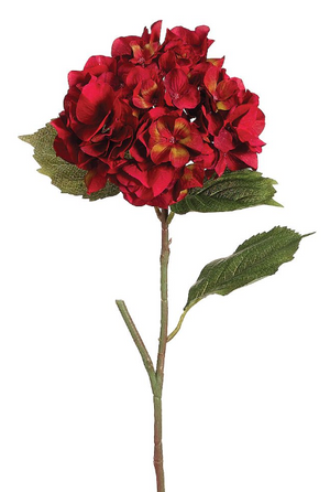 23" Red Silk Hydrangea Floral Stem