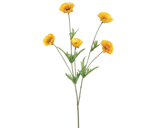 26" Yellow Meadow Poppy Floral Spray