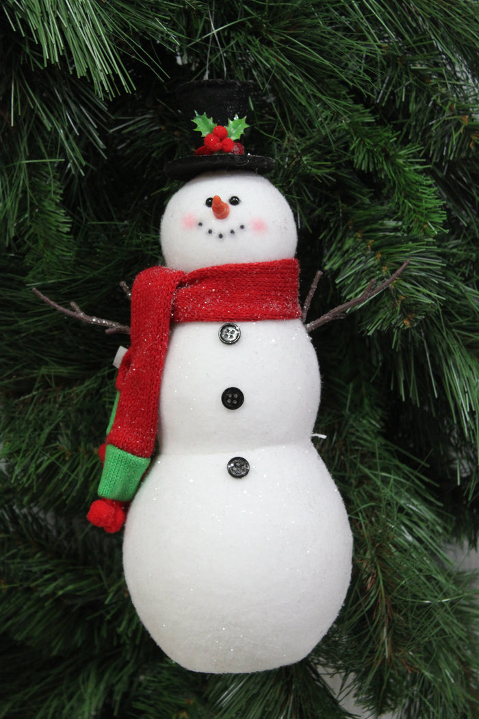 Snowman with Red Scarf Christmas Ornament