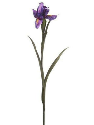 28" Single Purple Iris Floral Stem