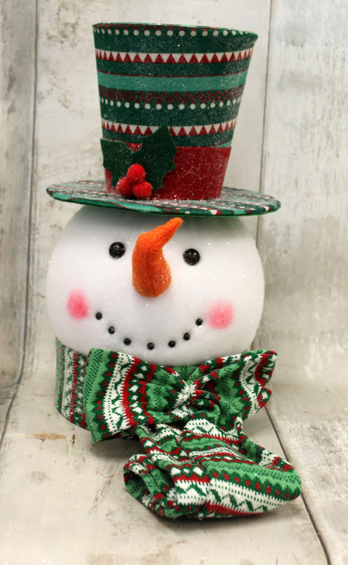 Green Fair Isle Snowman Tree Topper