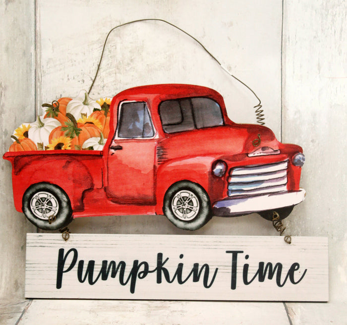 Pumpkin Time Red Truck Wall Decor Hanger