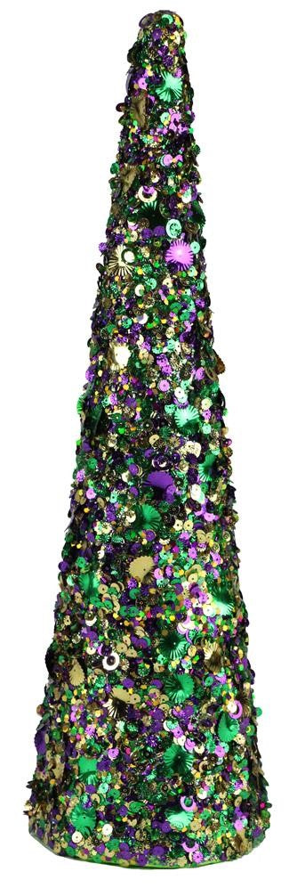 18" Mardi Gras Open Sequin Glitter Cone
