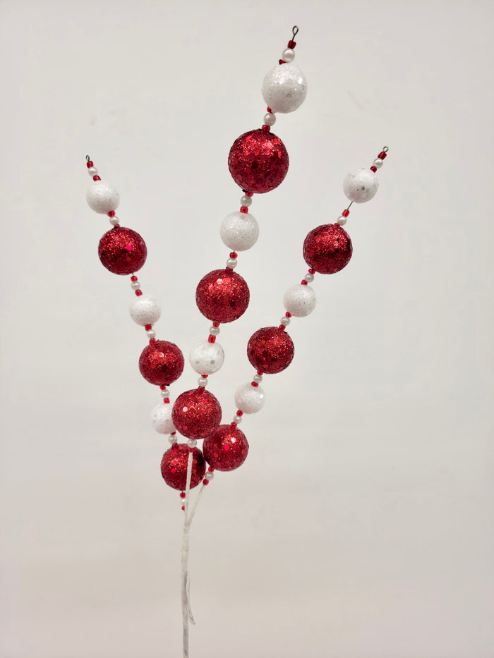Red & White Christmas Glitter Ball Spray