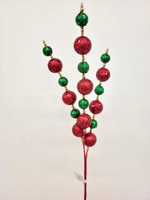 Red & Emerald Green Christmas Glitter Ball Spray