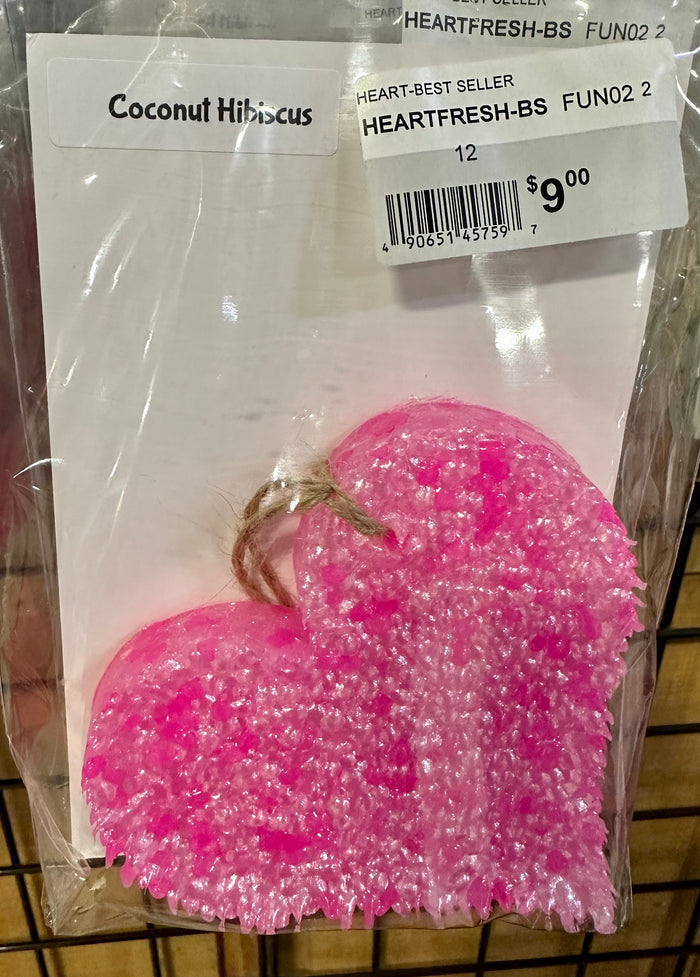 Pink Heart Car Freshie - Coconut Hibiscus