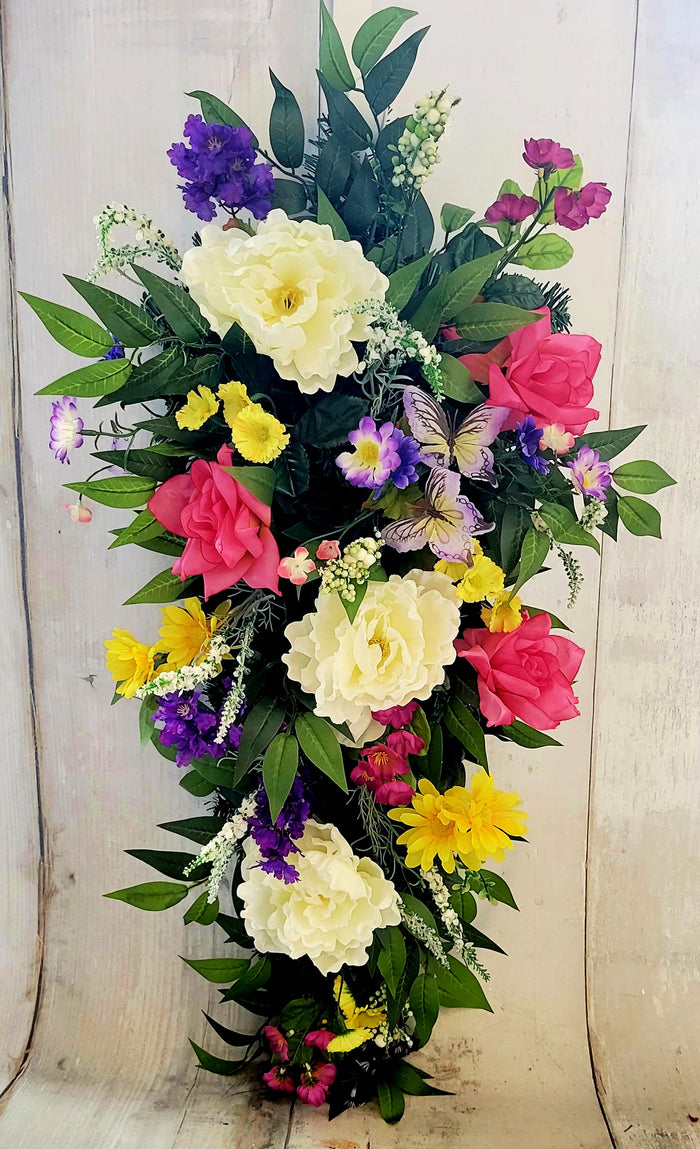 Spring Butterflies Floral Teardrop
