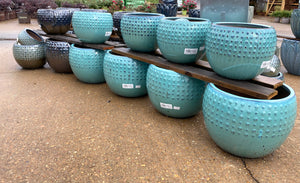 Ellis Home & Garden Malaysian Glazed Pottery in various sizes and colors. Available inside our retail stores only.