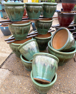 Ellis Home & Garden Malaysian Glazed Pottery in various sizes and colors. Available inside our retail stores only.