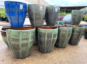 Ellis Home & Garden Malaysian Glazed Pottery in various sizes and colors. Available inside our retail stores only