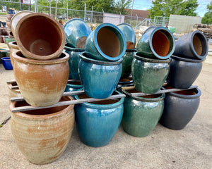 Ellis Home & Garden Malaysian Glazed Pottery in various sizes and colors. Available inside our retail stores only