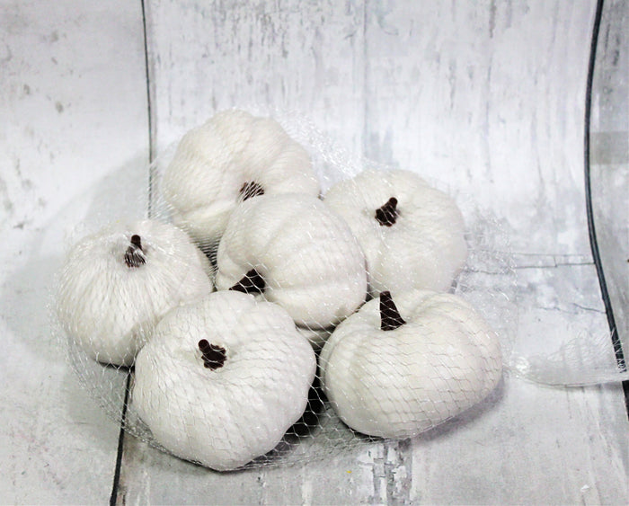6 White Foam Pumpkins