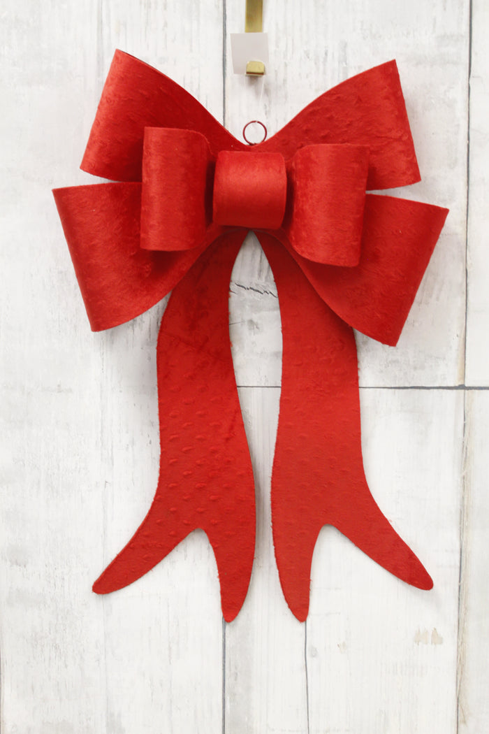 Flocked Red Christmas Bow