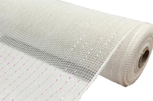 10" Metallic Deco Mesh -  White