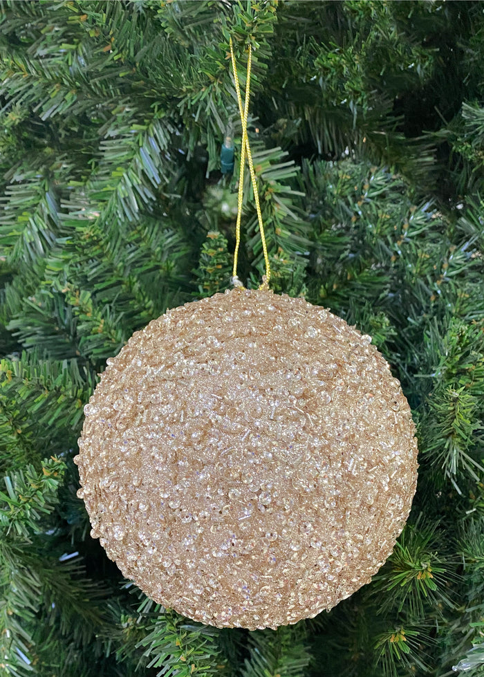 150MM Champagne Chunky Glitter Ball Ornament