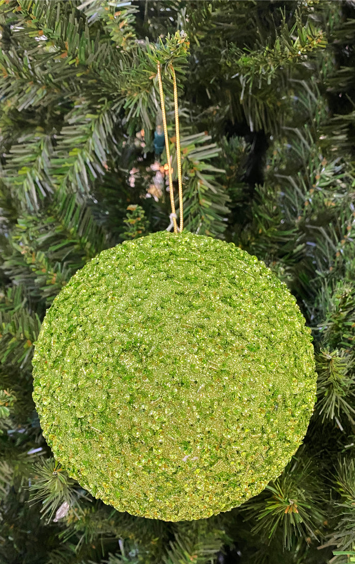 150MM Chunky Lime Green Glitter Ball Ornament