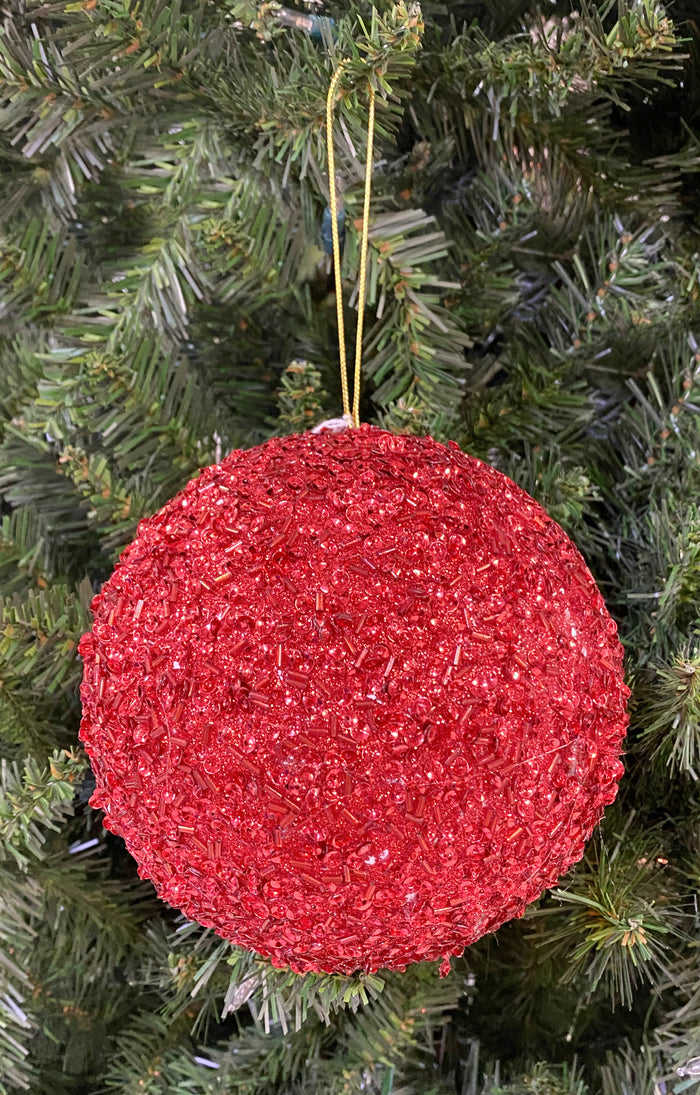 150MM Chunky Red Glitter Ball Ornament