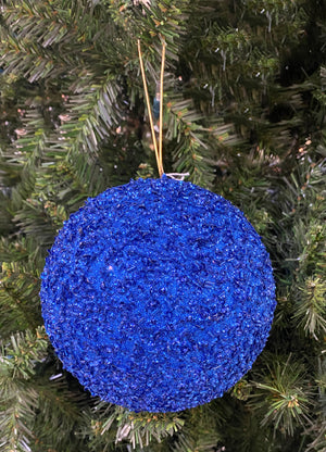 150MM Chunky Royal Blue Glitter Ball Ornament