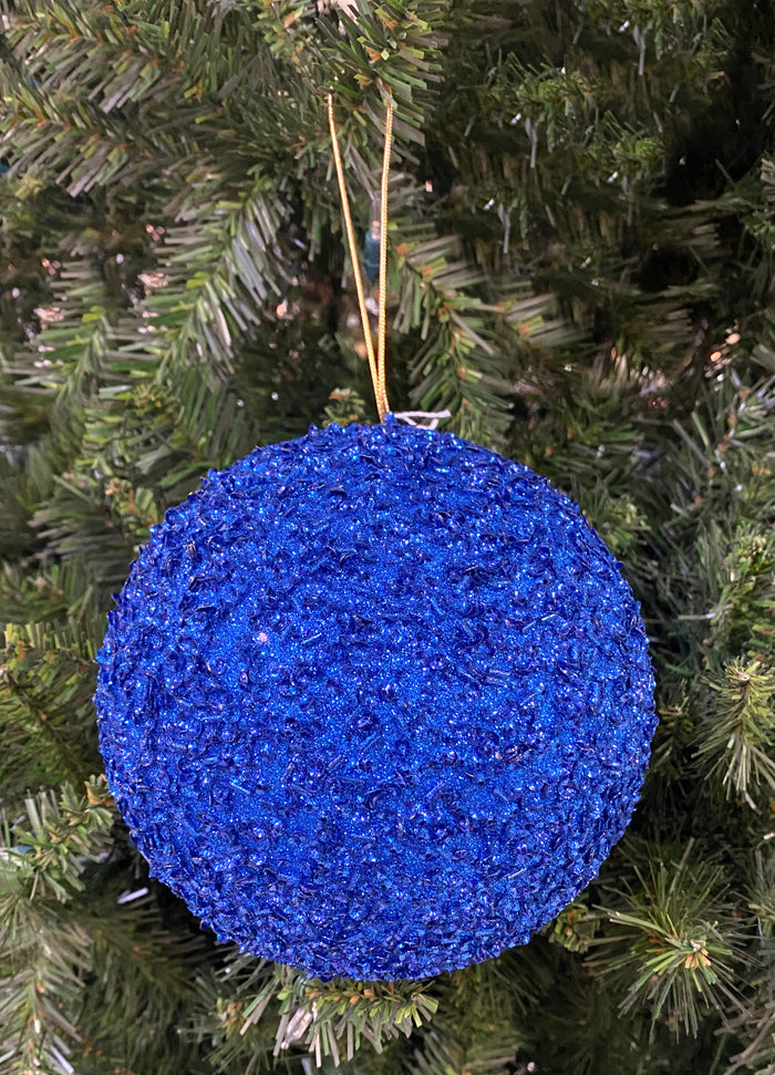 150MM Chunky Royal Blue Glitter Ball Ornament