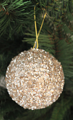 100MM Champagne Chunky Glitter Ball Ornament