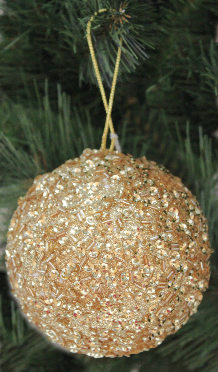 100MM Gold Chunky Glitter Ball Ornament