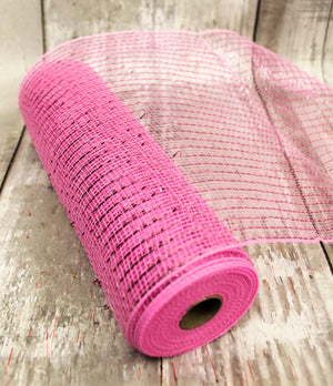 10" Metallic Deco Mesh -  Pink